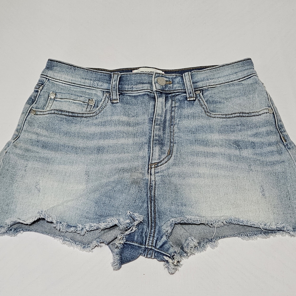 PINK Victoria’s Secret Denim Shorts Size 10 - Light Wash Frayed Hem Stretch